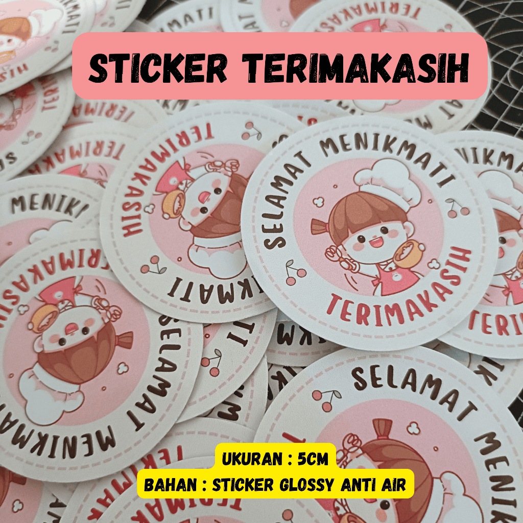 

Sticker 5cm Selamat Menikmati - Sticker Anti Air 5cm Bandung - Sticker Manis Kue Bakery