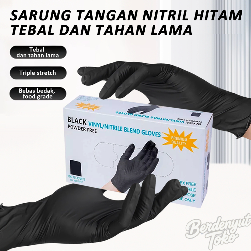 100 Pcs Sarung Tangan Karet Safe Glove Latex Sarung Tangan Nitrile  S