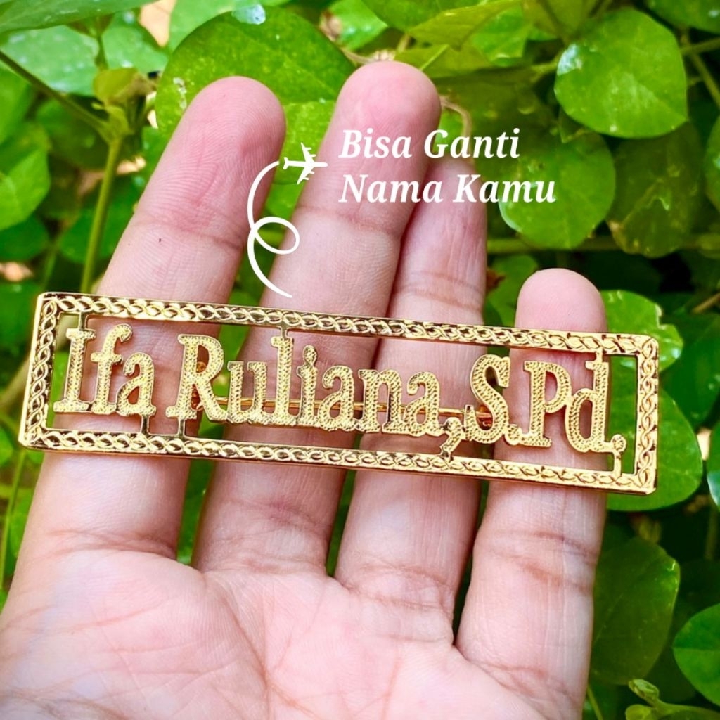 Bros Nama Custom Grafir Persegi Panjang Simple