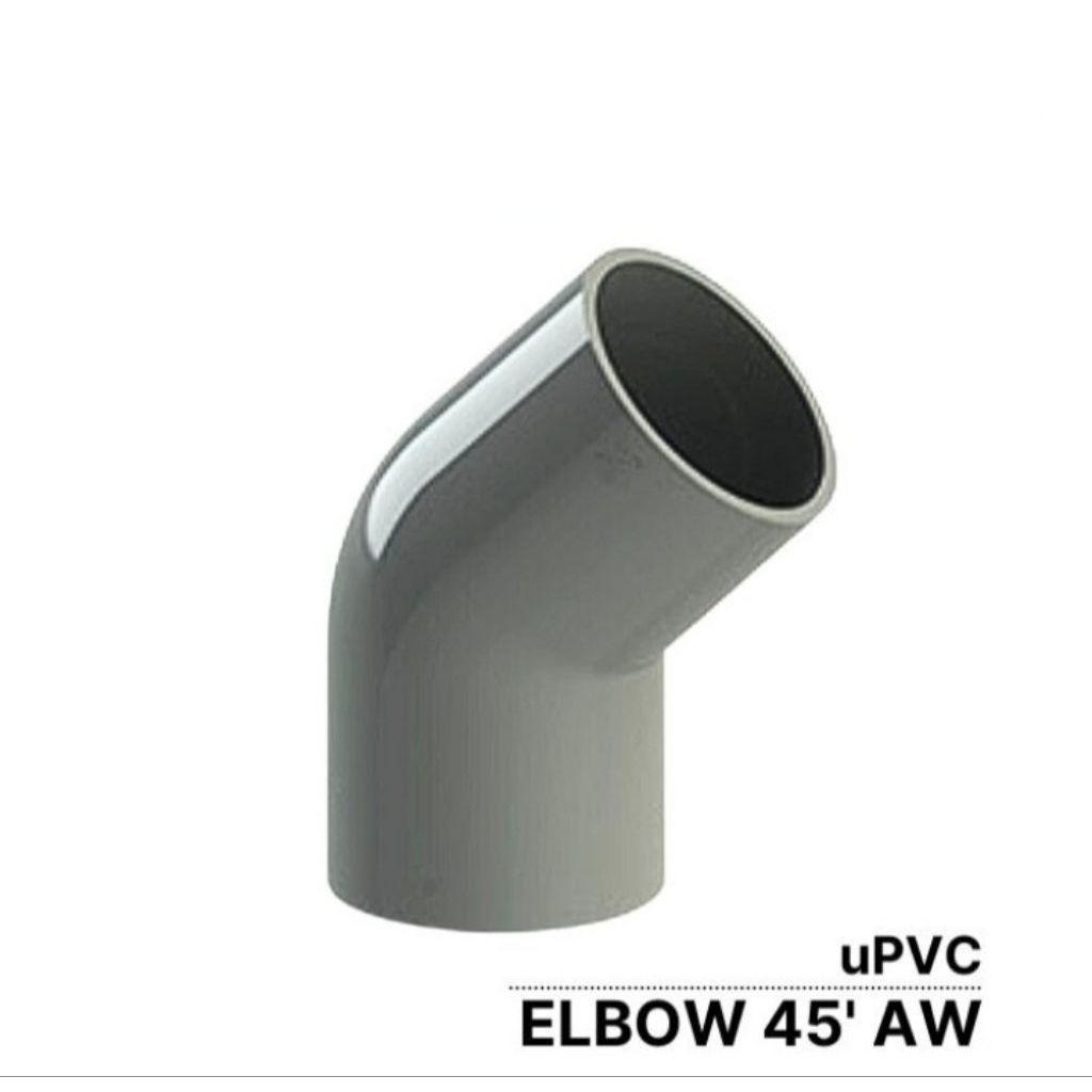 Elbow 45 PVC AW 1 inch Keni 45 PVC AW 1" Keni L45 PVC JIS 1 inch Knee Pipa PVC Abu-Abu Paralon 1 inc