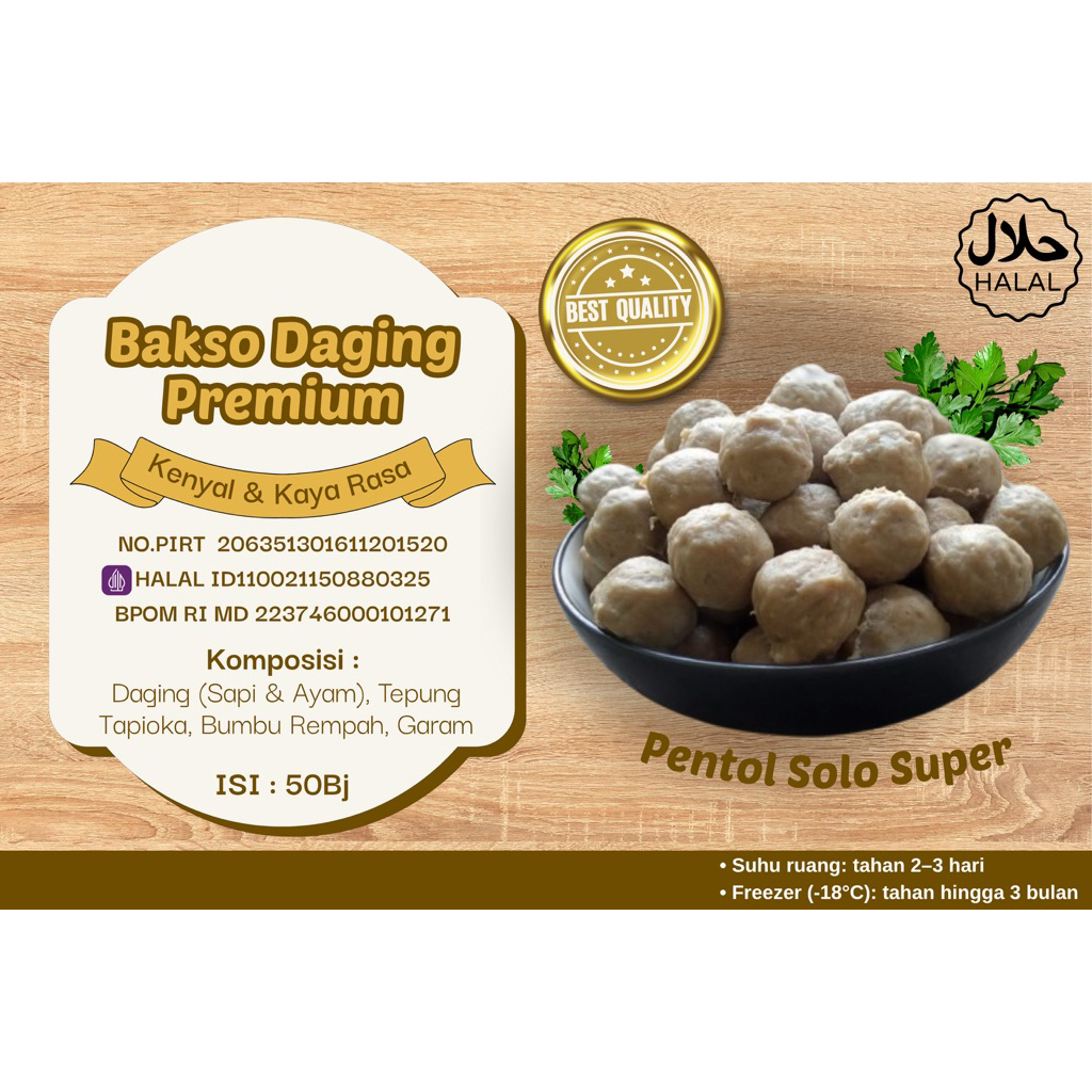 

Bakso Daging Premium Pentol Solo Super – Isi 50 Biji Halal PIRT BPOM Kenyal & Gurih