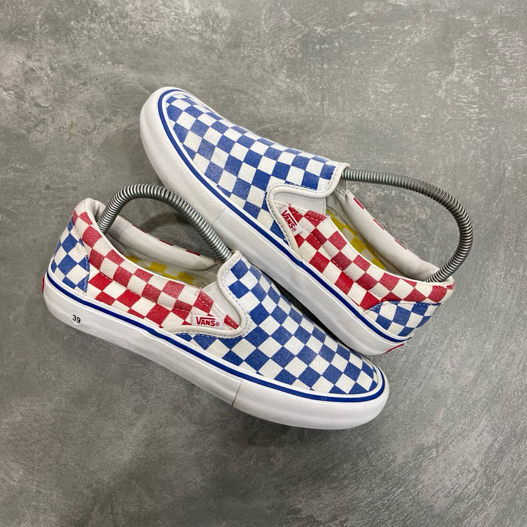 Vans Classic Slip On Checkerboard Red Blue