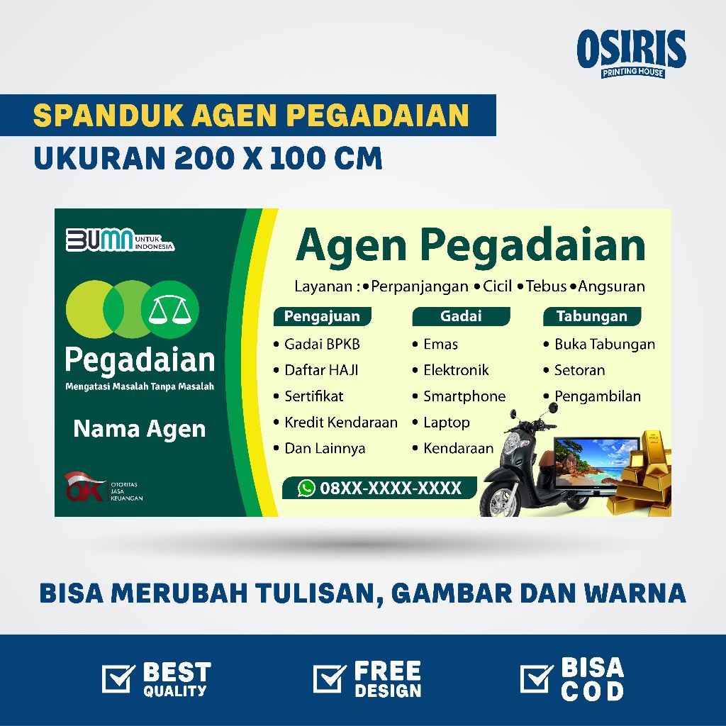 CETAK SPANDUK/BANNER AGEN PEGADAIAN - UKURAN 200 X 100 CM