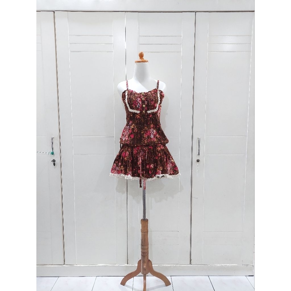 Liz Lisa kawaii brukat floral jumsuit lace brown kawaii