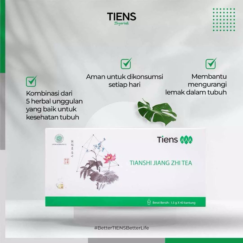 Tianshi Jiang Zhi Tea Tiens 1 Box 40 Sachet & Eceran Pelangsing Teh Diet & Detox Alami Herbal Ampuh 