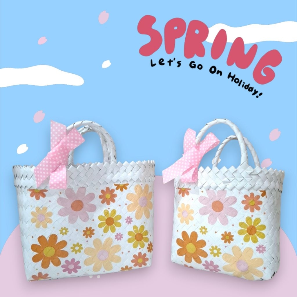 Tas ulang tahun anak unik anyaman plastik decoupage birthday goodiebags