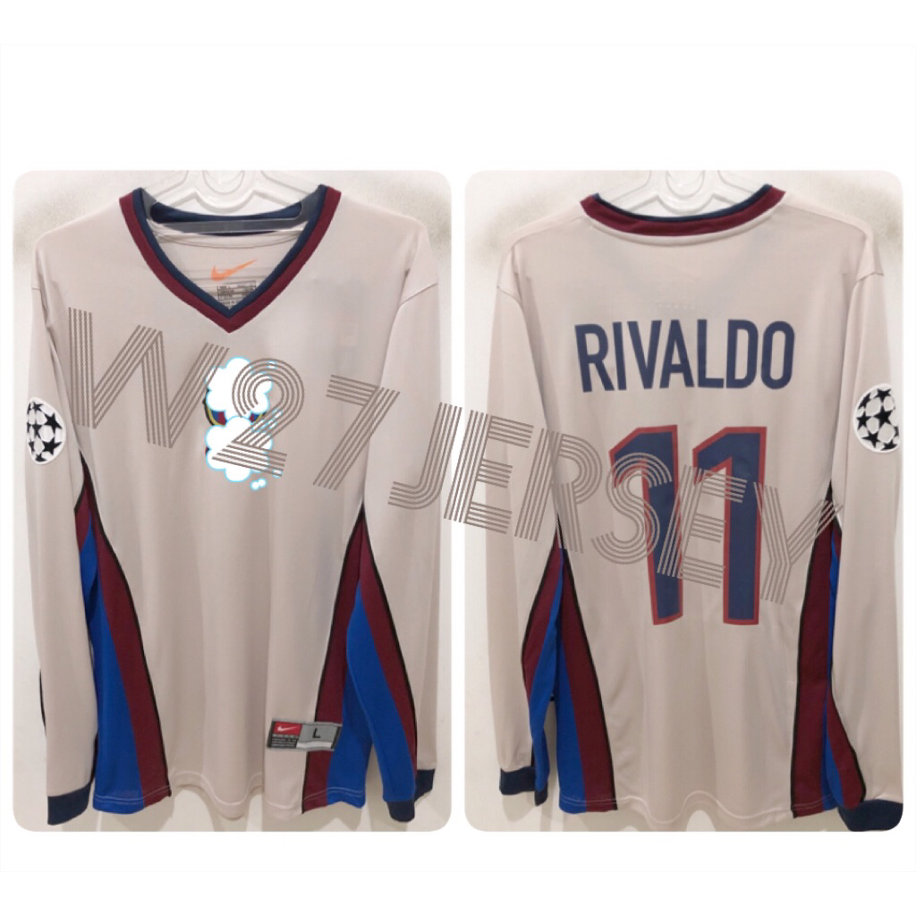 JERSEY RETRO - BARCELONA AWAY LONGSLEEVE 1998-1999 name player Rivaldo + Patch