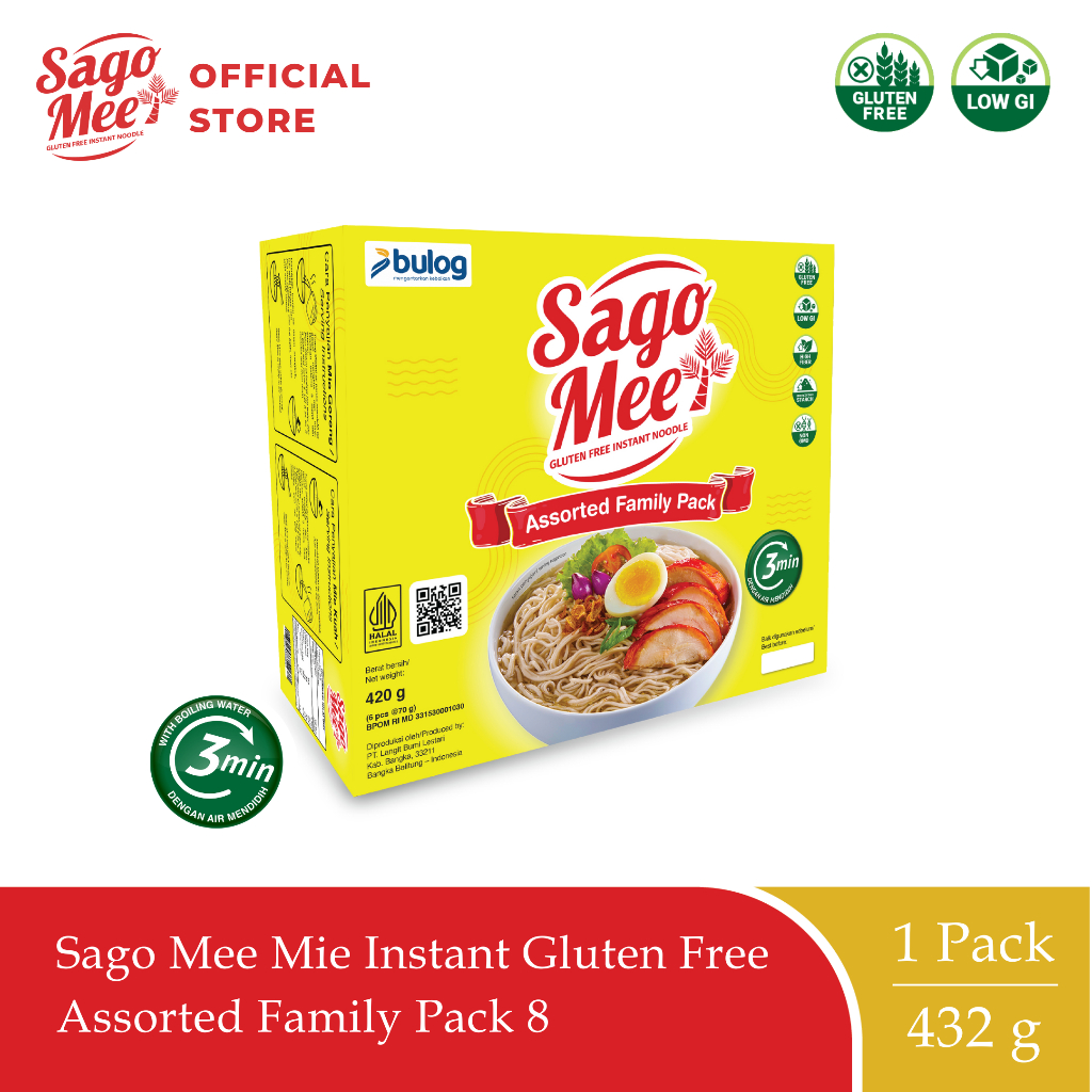 

Sago Mee Mie Instan Gluten Free Assorted Family Pack 8 (Tanpa Cup)