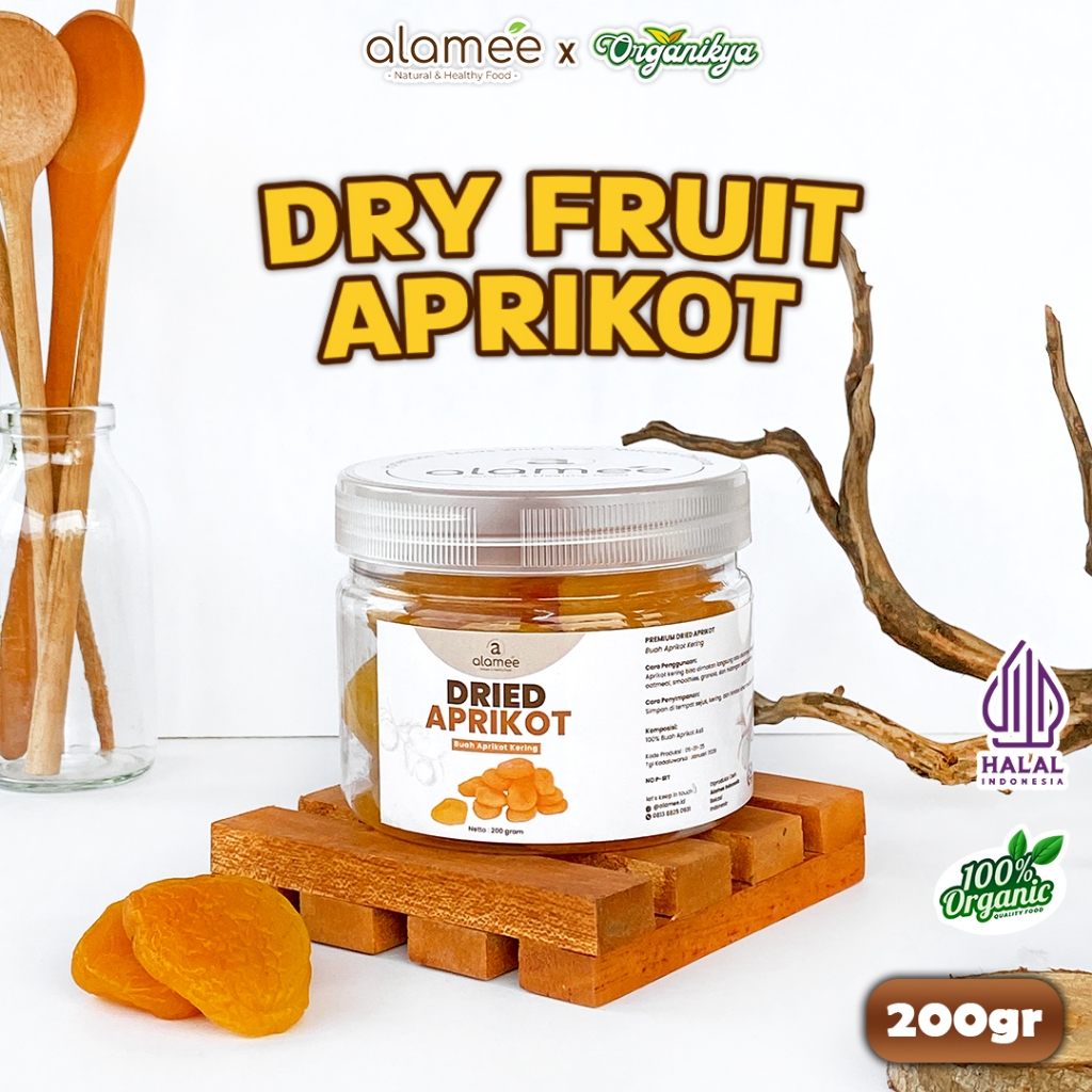 

ALAMEE Dried Apricot Buah Aprikot Kering Dried Fruit Apricots Tanpa Biji Buah Sehat 200gr organikya