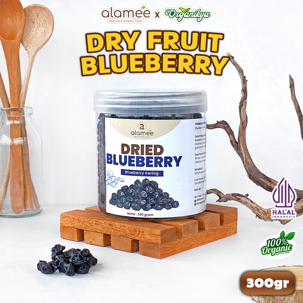 

ALAMEE Blueberry Kering Cemilan Buah Sehat Dried Fruit Cemilan Rendah Kalori 300gr organikya