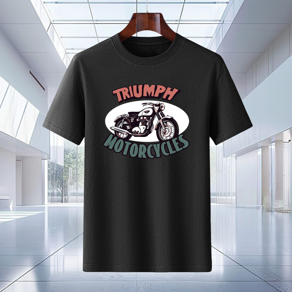 （COD）kaos TRIUMPH Sepeda motor kaos hitam kaos putih kaos 100% kapas murni Desain Keren Cantik