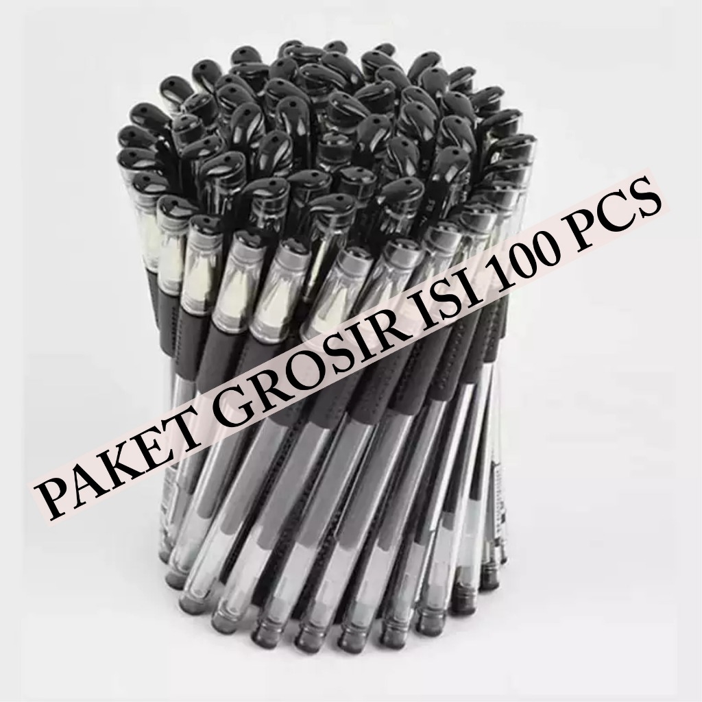 

Isi 100 PCS Pen Puplen Gel Gel Pen 0.5mm Pulpen Hitam Sekolah Alat Tulis Kantor Tinta Stationery Bolpoint