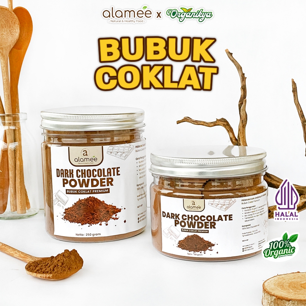 

ALAMEE Dark Chocolate Powder PREMIUM Minuman Bubuk Coklat Gluten Free Dark Cocoa Tanpa Gula 250gr