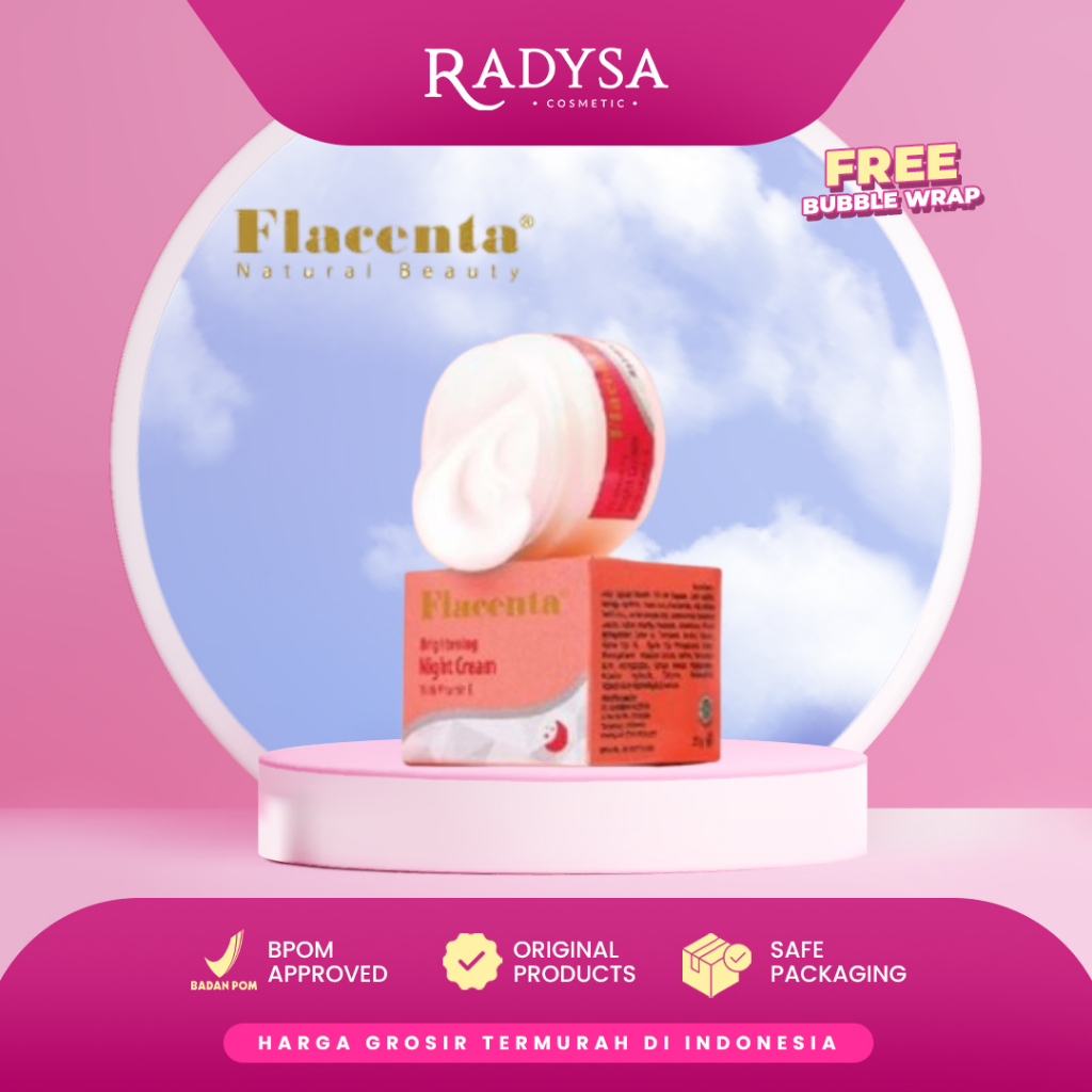 RADYSA - Flacenta Brightening Night Cream Pelembab Wajah untuk Mencerahkan Wajah With Vitamin E Niac