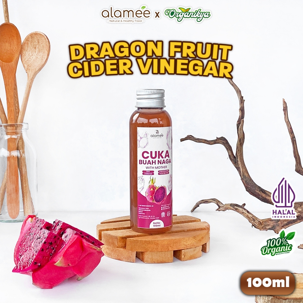 

ALAMEE Cuka Buah Naga Organik Dragon Fruit Cider Vinegar With Mother Fermentasi 100ml organikya