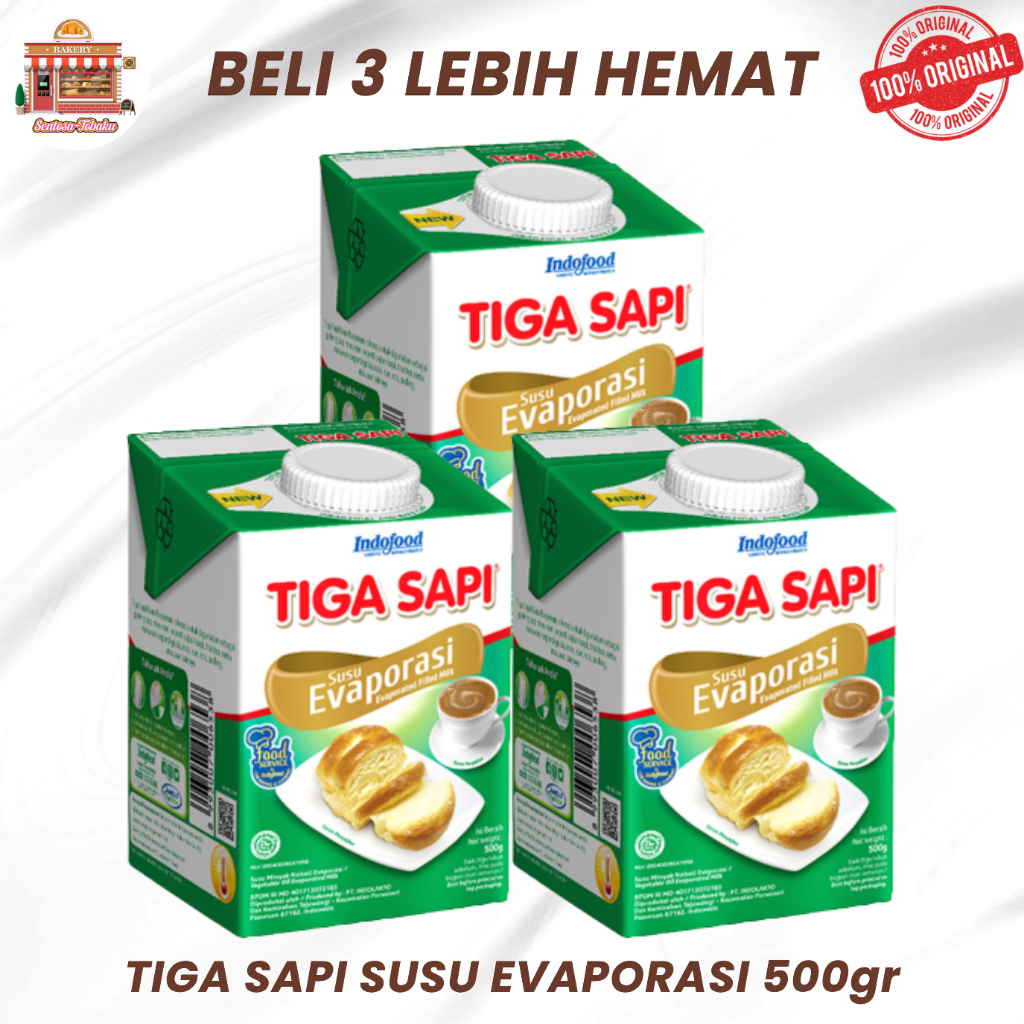 

TIGA SAPI SUSU EVAPORASI 500GR 3PCS / Evaporasi Tiga Sapi (EXP MARET 2026)