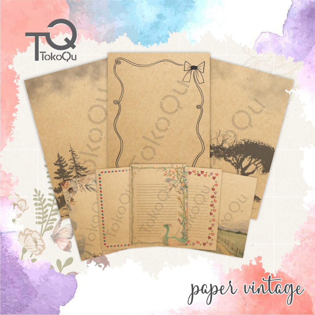 

[Isi 10]Kertas surat Rustic/Kertas surat Estetik//Kertas surat Vintage/Kertas surat Coklat