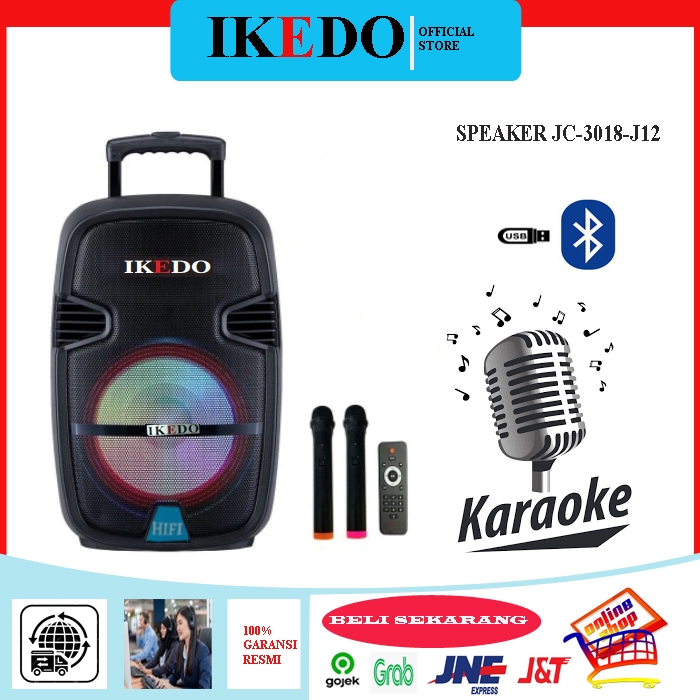 SPEAKER TROLLY BLUETOOTH PORTABLE 12 INCH IKEDO JC-3018-12
