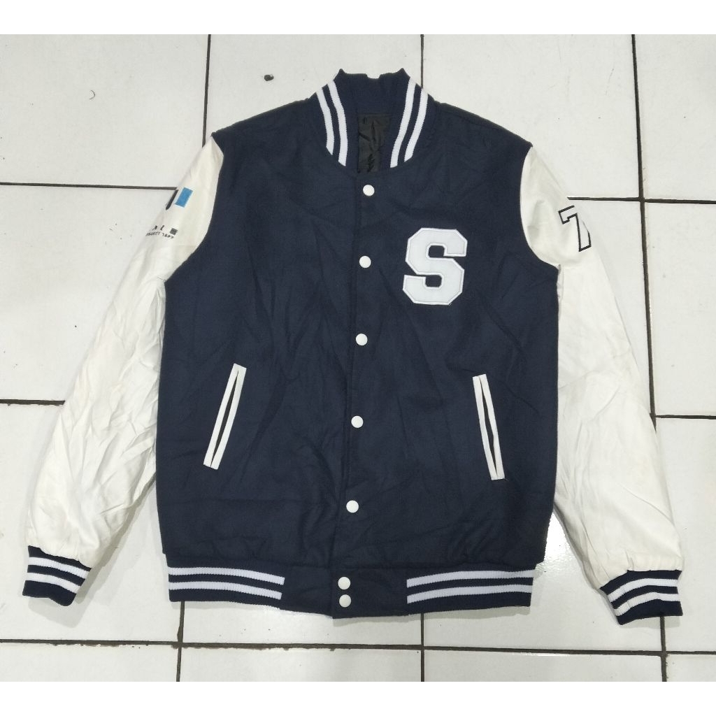 Jaket pria bisbol/bomber/varsity warna Nevi pth kondisi second