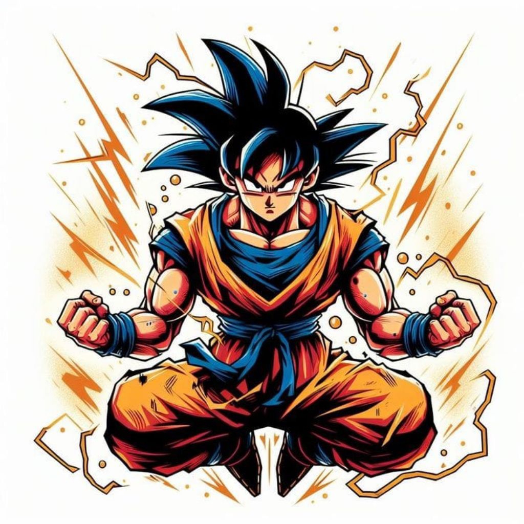 

stiker 3D goku keren, stiker print sudah cuting size 15 x 18 cm, anti air