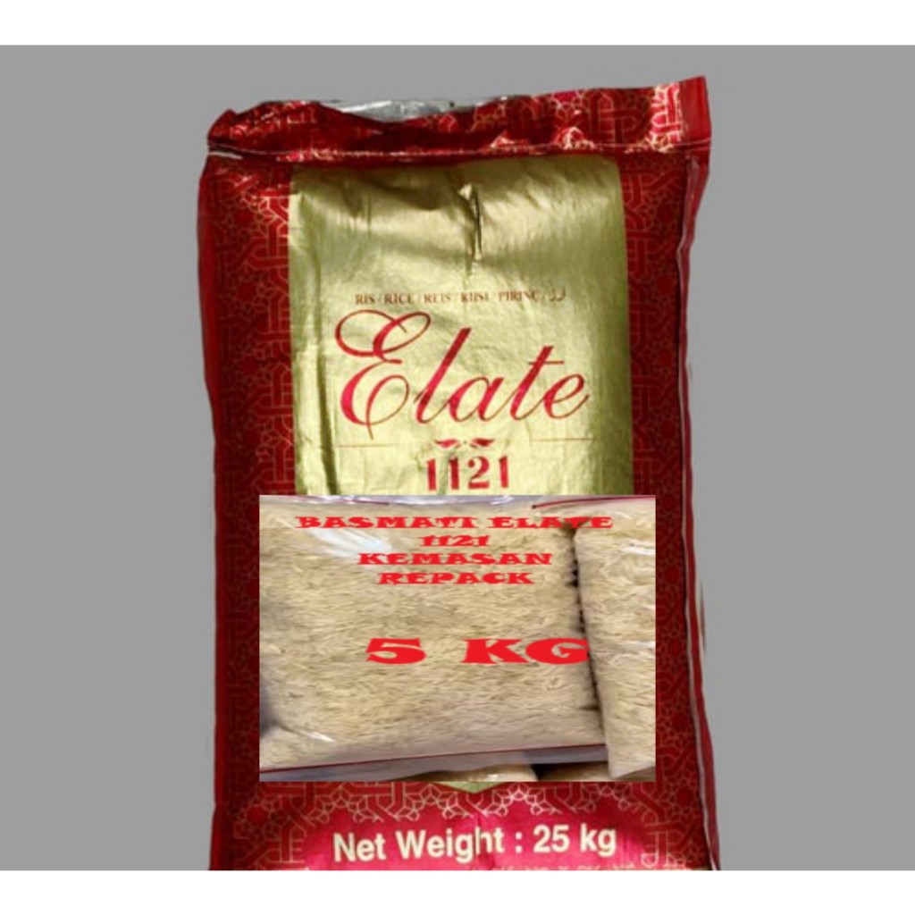 

Beras Basmati Elate 1121 Creamy Sella Kemasan Repack 5kg Basmati Rice