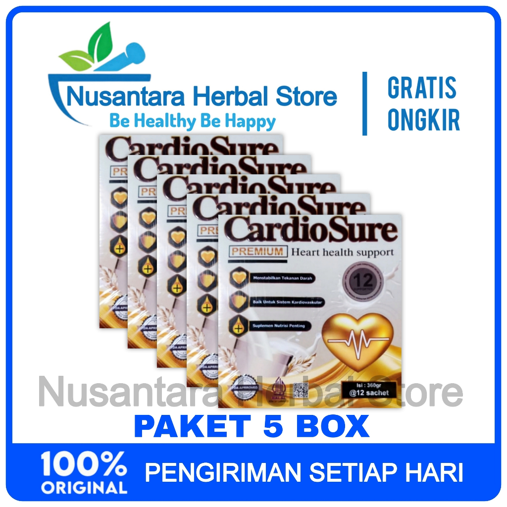 

5 Box Cardiosure Susu Untuk Jantung Hipertensi Darah Tinggi Kolesterol & Asam Urat 100% Original Asli