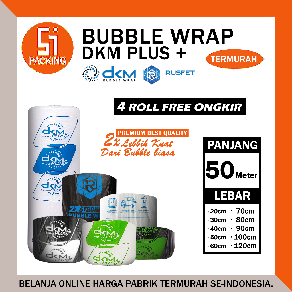 

BUBBLE WRAP BENING TRANSPARAN PREMIUM TEBAL DKM+ 60 CM X 50M 60cmx50m 60x50