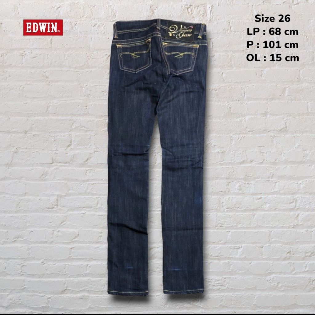 Size 25-26 Celana Panjang Jeans Edwin Vienus Dark Blue Washed Skinny Original Second Preloved #C2J4