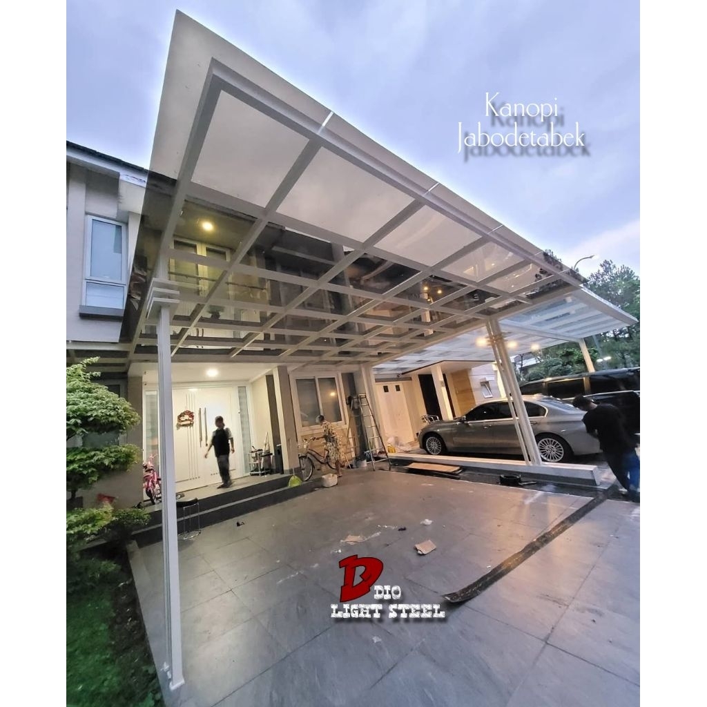 DIO LIGHT STEEL Kanopi solarflat 3mm rangka hollow galvanis Terbaik solartuf besi hollow