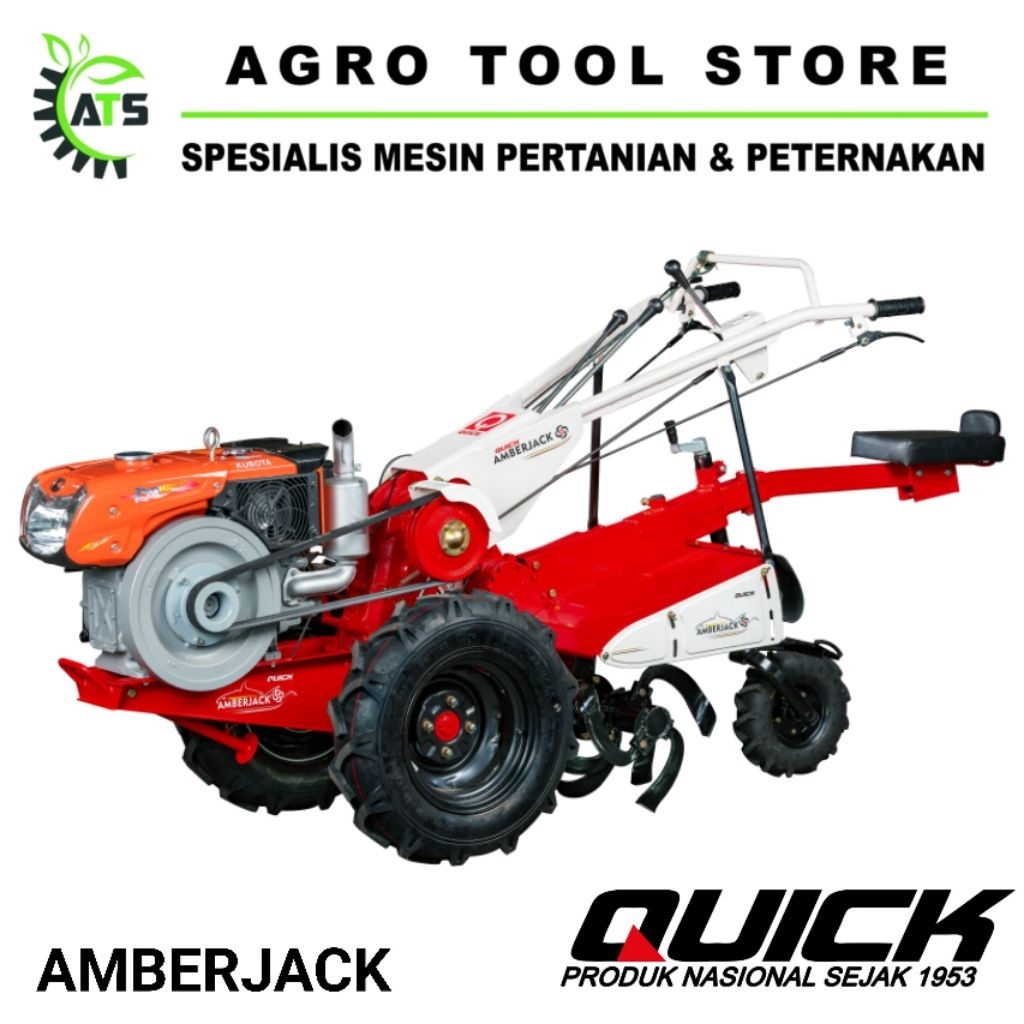 Hand Tracktor Quick Amberjack G3000 Diesel Kubota RD110DI-2T Traktor Tangan Bajak Sawah Ladang