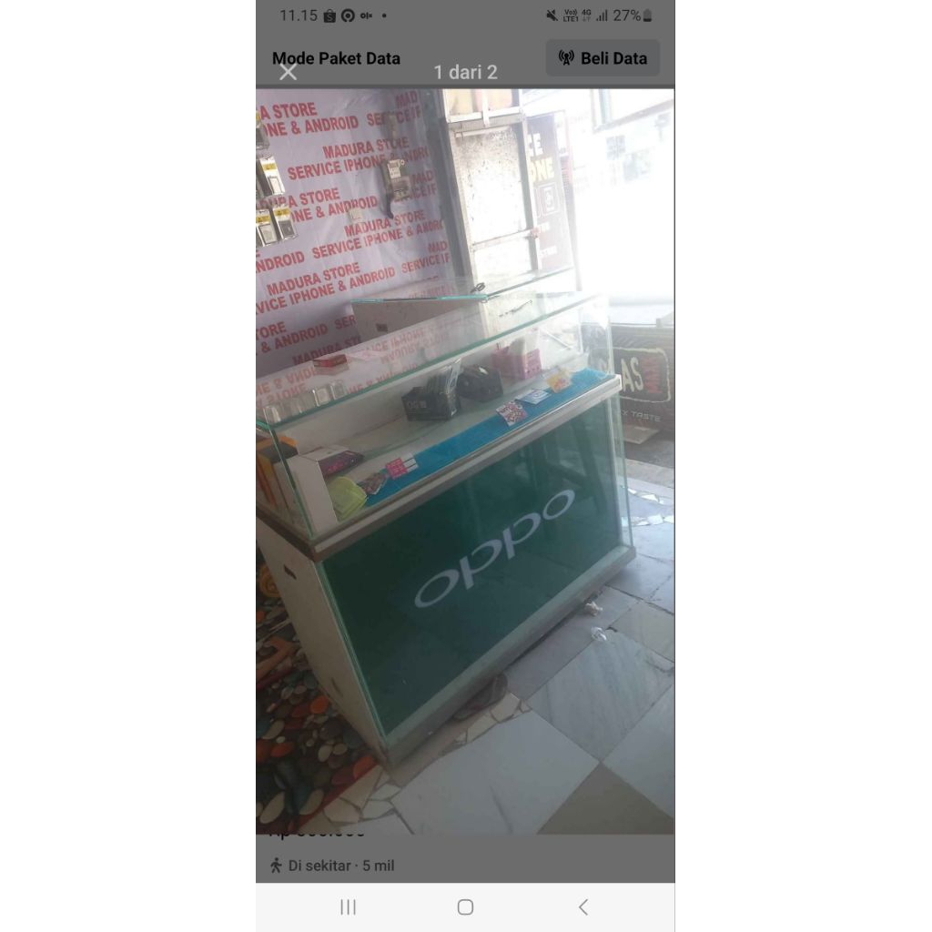 Etalase konter bekas