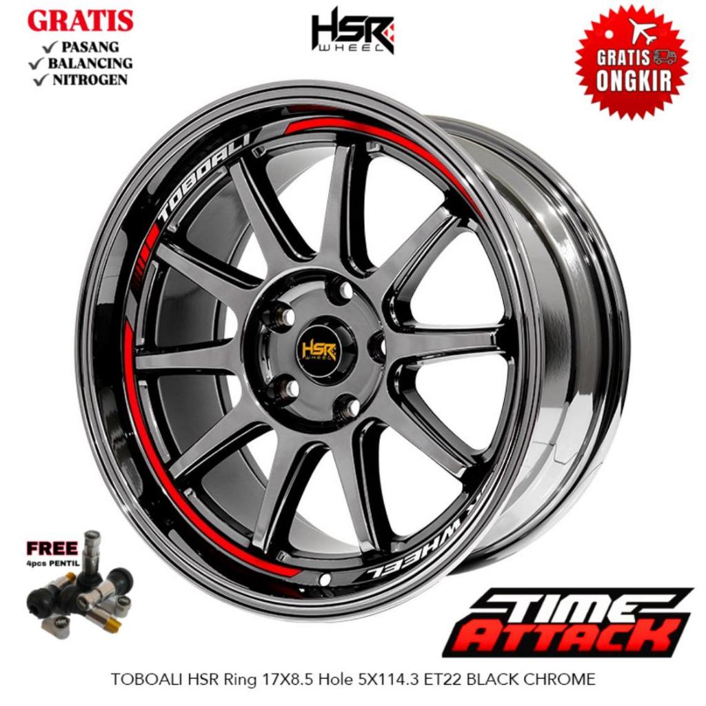 Velg Mobil Wrv R17 HSR WHEEL Tipe TOBOALI Ring 17 BLACK CHROME - TIME ATTACK BOGOR