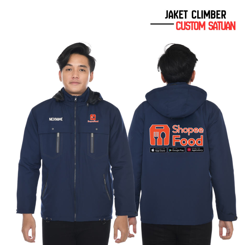 JAKET SHP FOOD CUSTOM JAKET PRIA PARASUT WINDBREAKER HOODIE