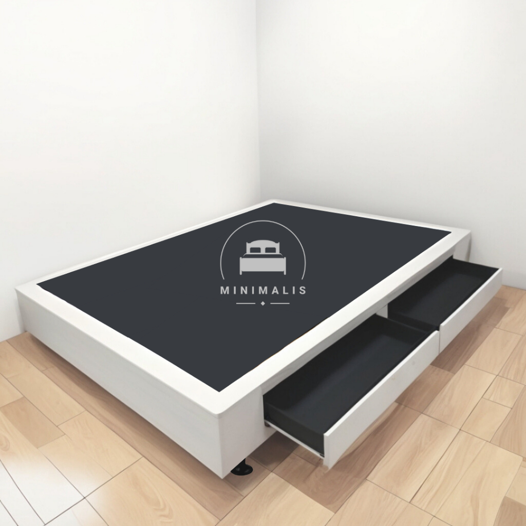 Dipan Laci Minimalis | Divan Ranjang Tempat Tidur Tanpa Sandaran 2 Laci | Bahan Kayu Tanpa Kasur