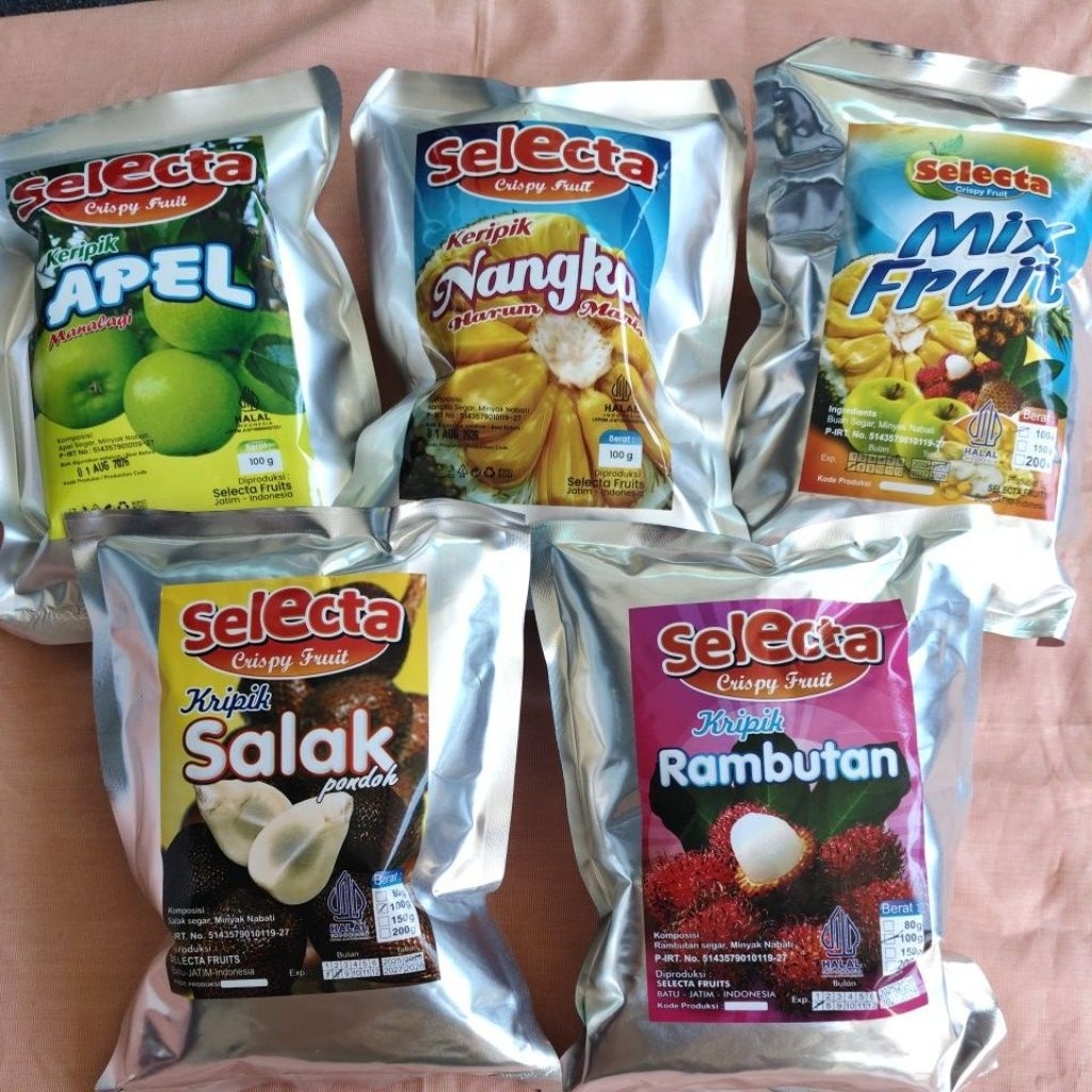 

Kripik Buah cap Selecta 100gr asli / keripik buah apel nangka rambutan salak mix fruit