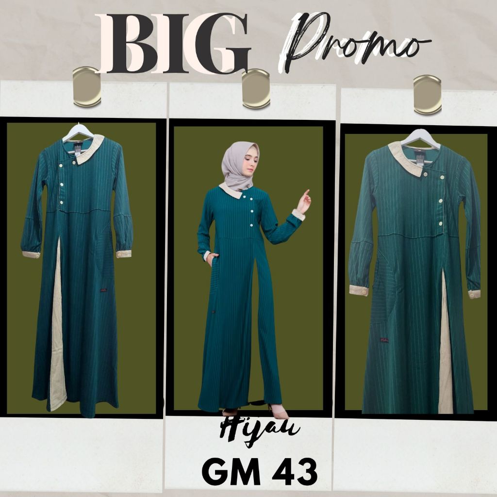 BAJU GAMIS KAOS WANITA REMAJA RAHNEM GM 43 HIJAU / PROMO MERDEKA BIG SALE