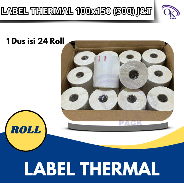 

LABEL STICKER THERMAL & CONTINOUS PAPER THERMAL 100 X 150 mm" isi 300pcs (j&t) (1dus isi 24 Roll)