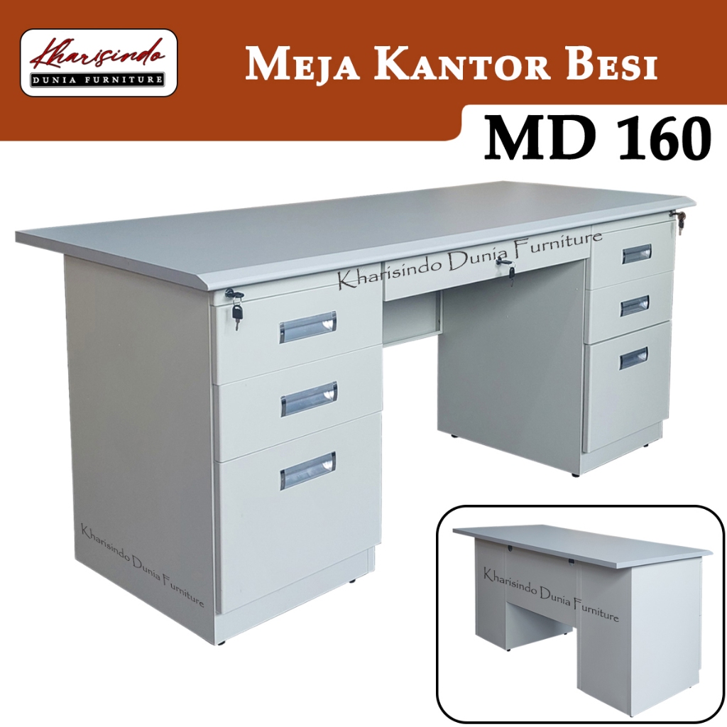 Meja Kantor Besi - Meja Guru - Meja Staff - Meja Kerja / MD 160 / ukuran 160cm