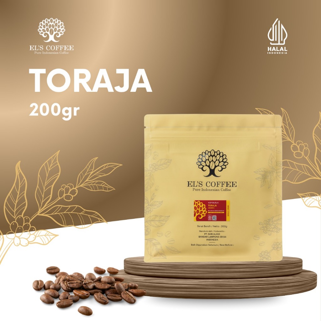 

El's Coffee Kopi Toraja Arabika 200Gr Biji Kopi/Kopi Bubuk/Kopi Arabika Pure Indonesia Coffee Beans
