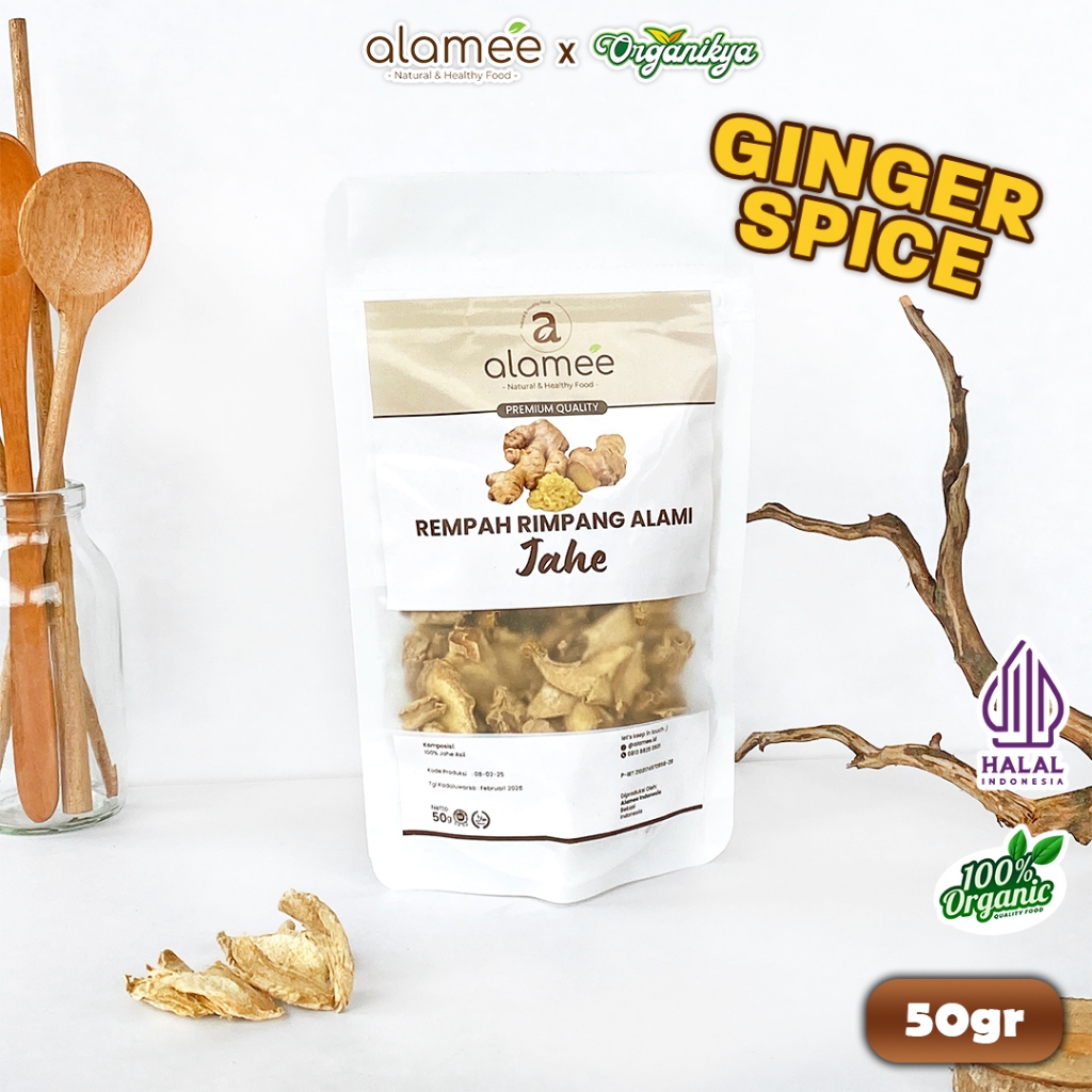 

ALAMEE Jahe Kering Iris Dried Ginger Rempah Rimpang Organik Alami Bumbu Masak Organic 50g organikya