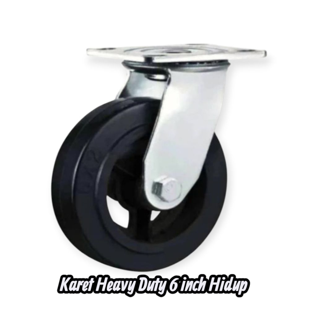 Roda Troli Karet Heavy Duty 6 inch Hidup