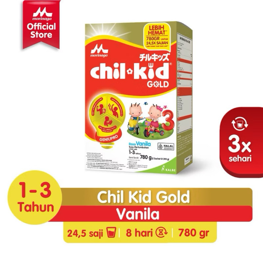 

CHIL-KID Morinaga Chil Kid Gold Vanila 780g Susu Formula Pertumbuhan Anak Usia 1-3 Tahun Exp 11/2026