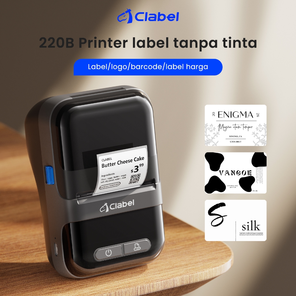 

CLABEL 220B Thermal Printer Portabel Terlaris! Cetak Label+Struk, Kecepatan 50mm/s, Garansi Resmi