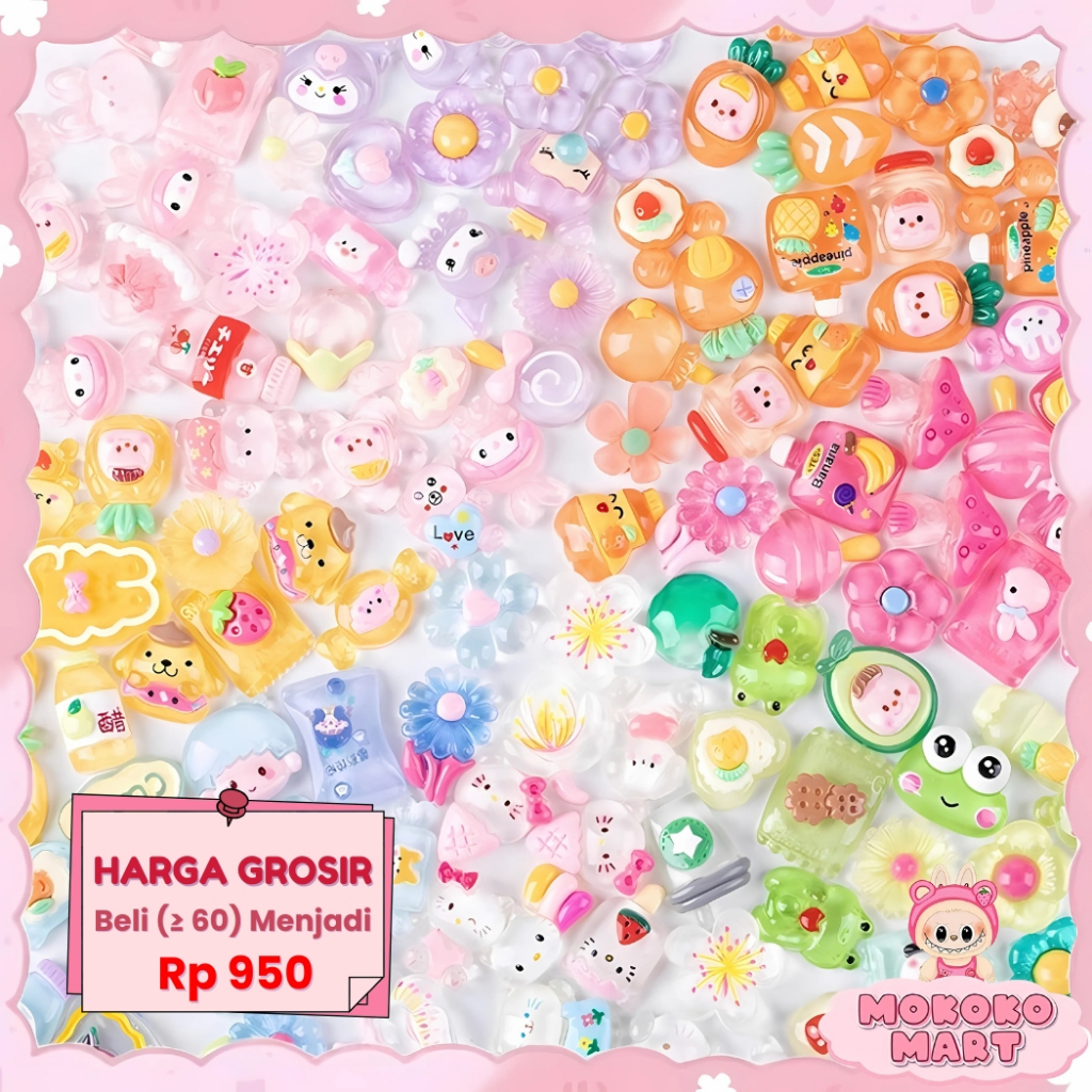 

MM Per Pcs Aksesoris Resin Clay 3D Buat Dekor DIY /Stiker 3D Warna Warni Lucu Cantik Untuk Case HP