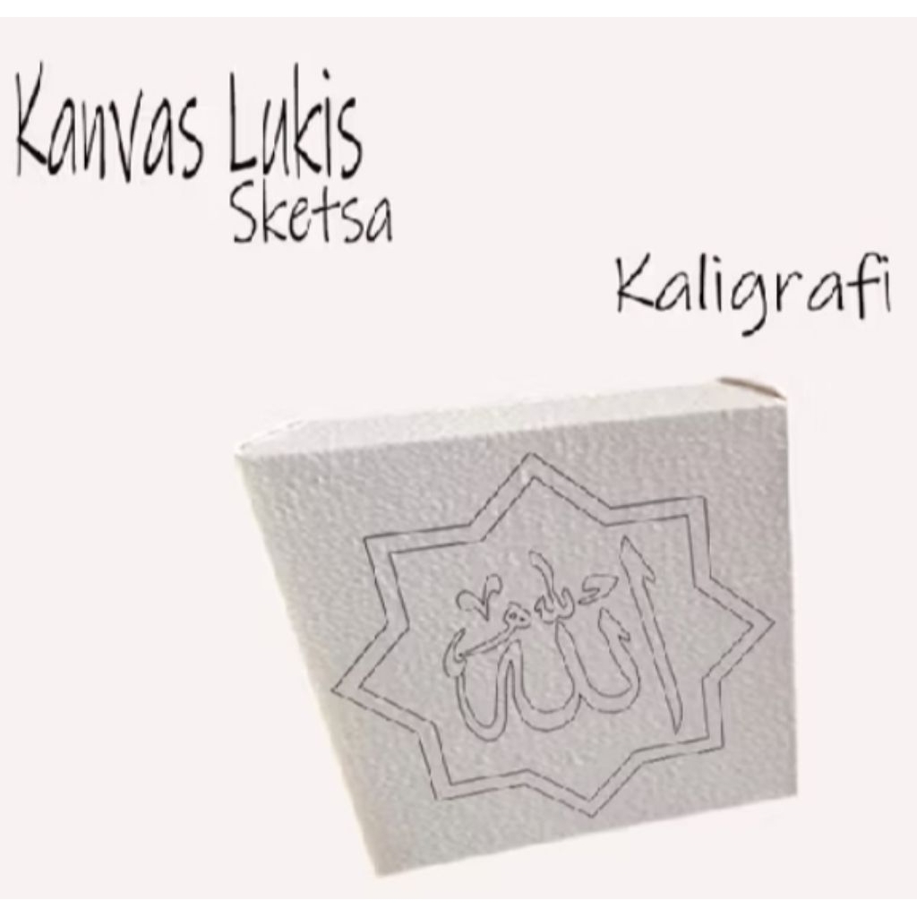 kanvas lukis sketsa kaligrafi ukuran 30x30 siap pakai