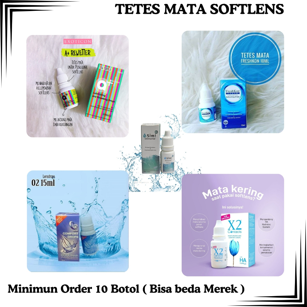 (Min. 10 Botol) Cairan Air Tetes Mata Softlens X2 Contacts Be Seen Miimoo 15ml Freshkon Simi A+ 10ml