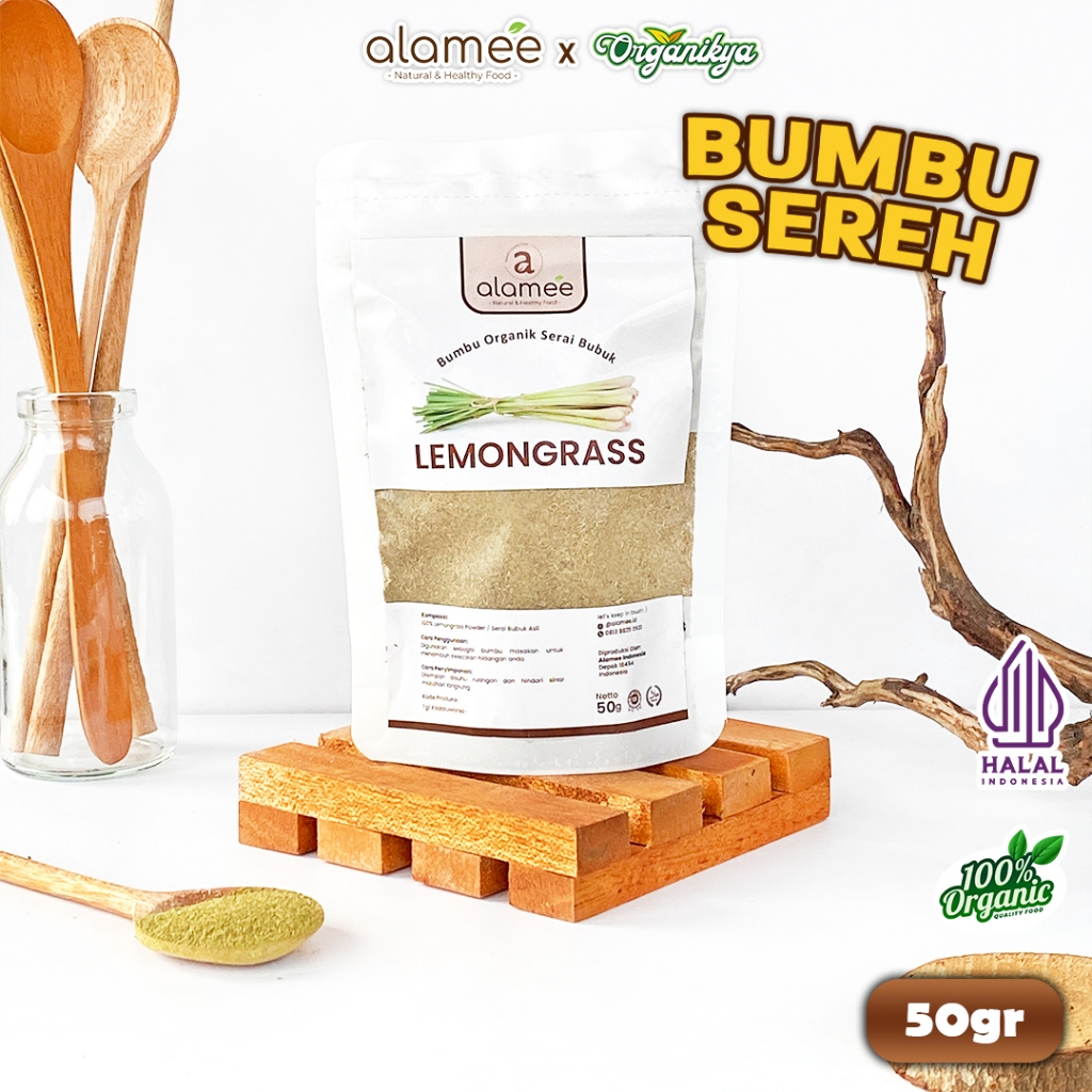 

ALAMEE Sereh Bubuk Lemongrass Powder Bumbu Dapur Organik Serai Murni Tanpa Campuran 50g organikya