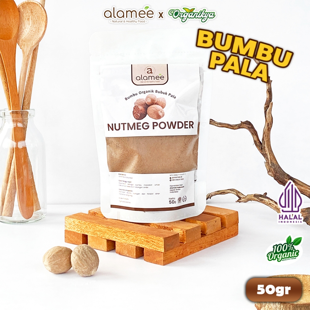 

ALAMEE Bumbu Dapur Pala Bubuk Nutmeg Powder Rempah Murni Asli Tanpa Campuran Organik 50g organikya