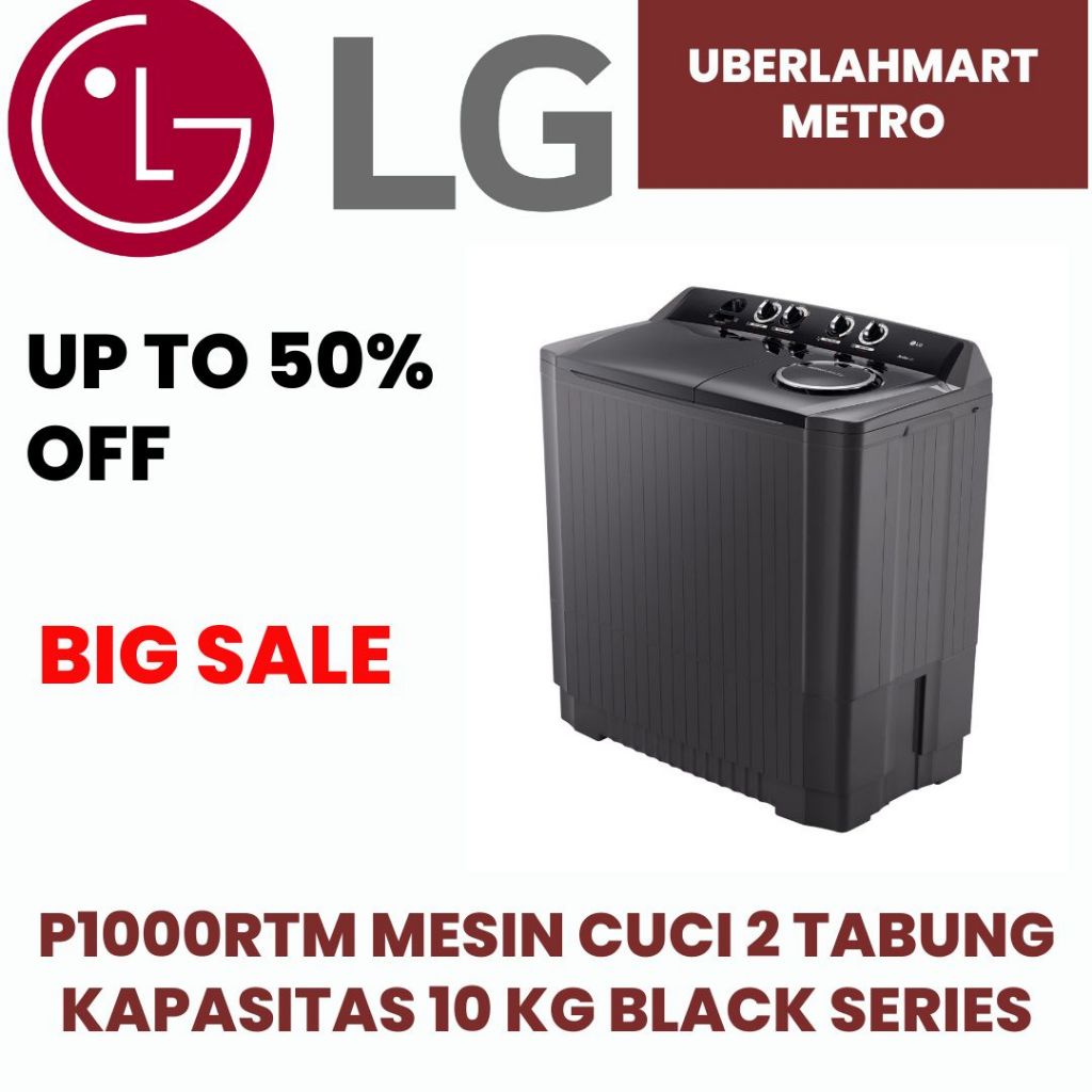 LG MESIN CUCI 10 KG 2 TABUNG P1000RT
