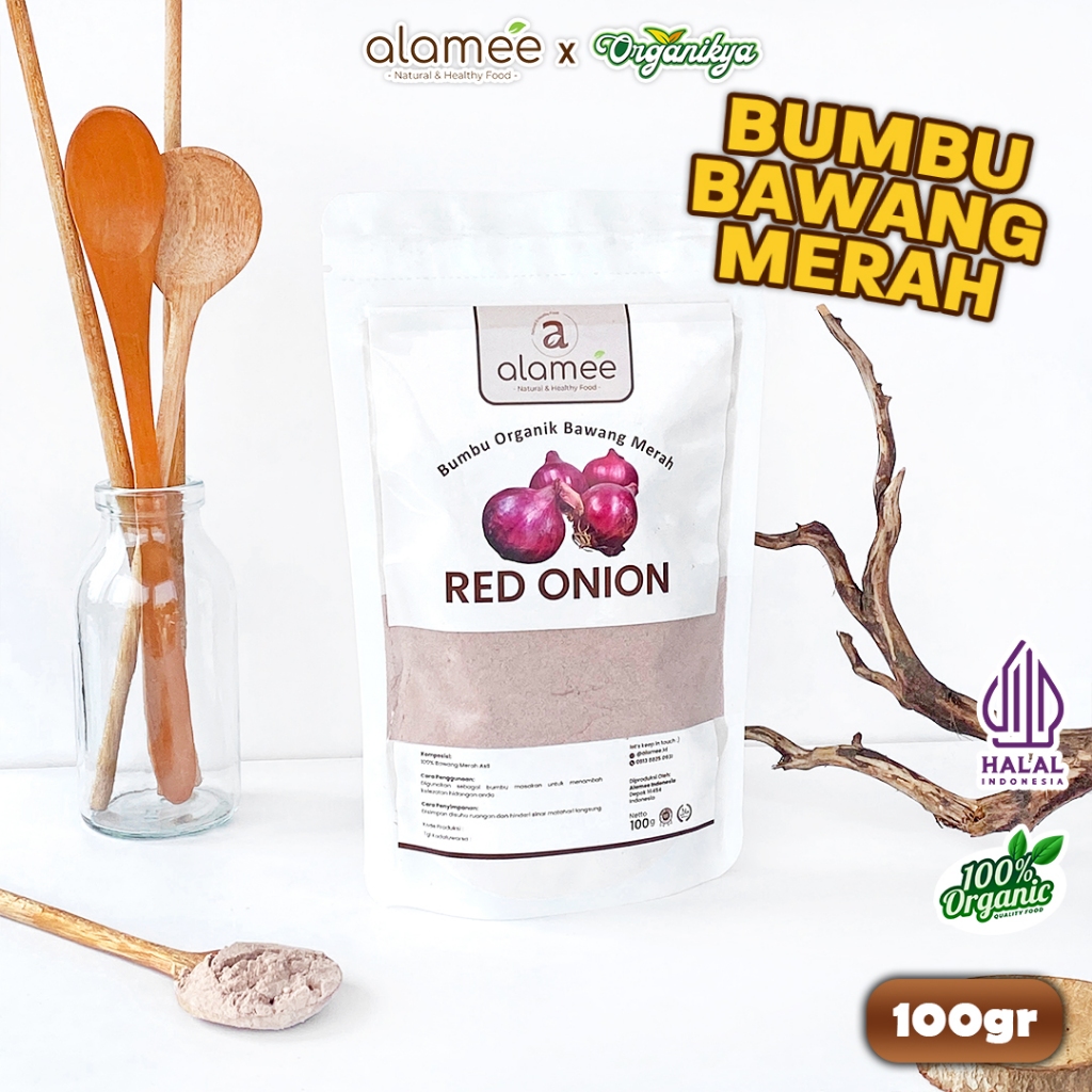 

ALAMEE Bawang Merah Bubuk Red Onion Powder Bumbu Dapur Organik Masak Tanpa Campuran 100g organikya